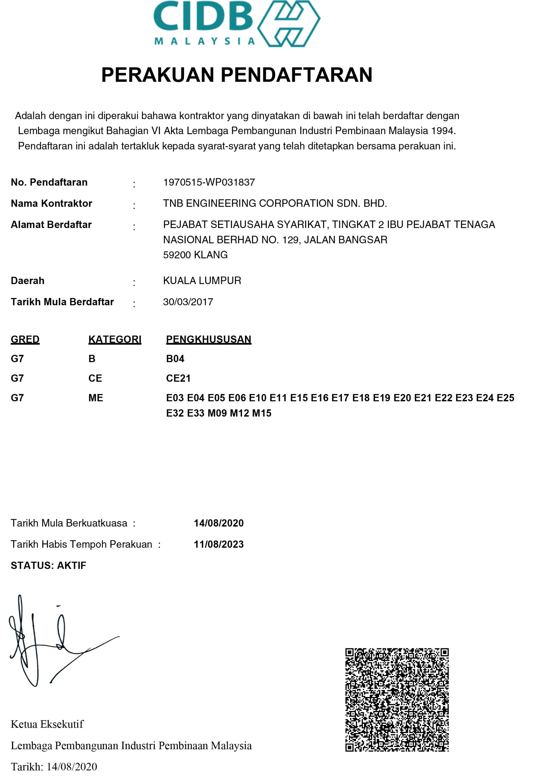Perakuan Pendaftaran CIDB 2020_2023 Perakuan Pendaftaran CIDB 2020_2023